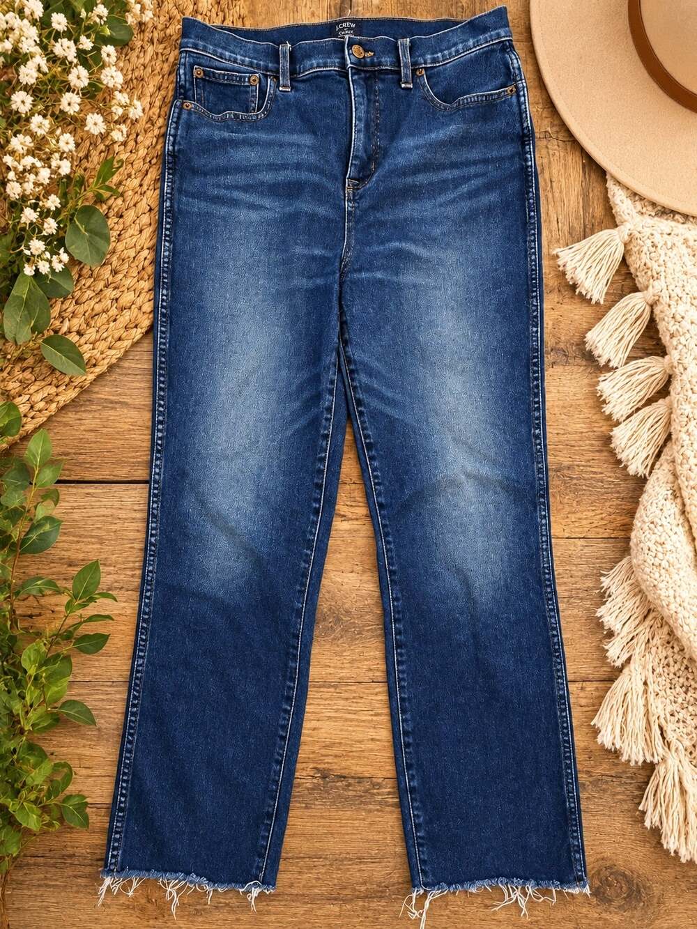 J.Crew Classic Vintage Jeans Women’s Size 29 Blue Denim Straight Leg Raw Hem